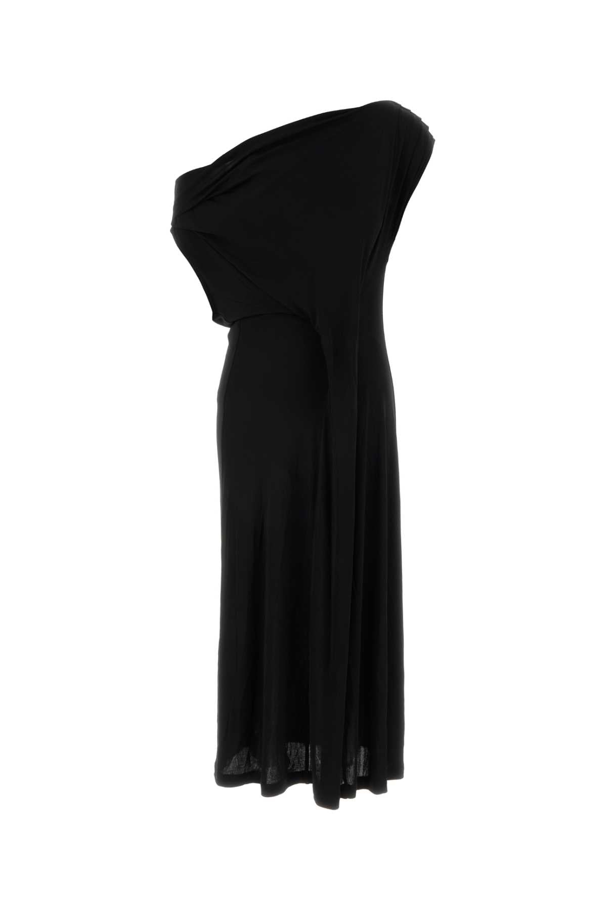 Black Jersey One-Shoulder Dress Exterior: Viscose Abiti