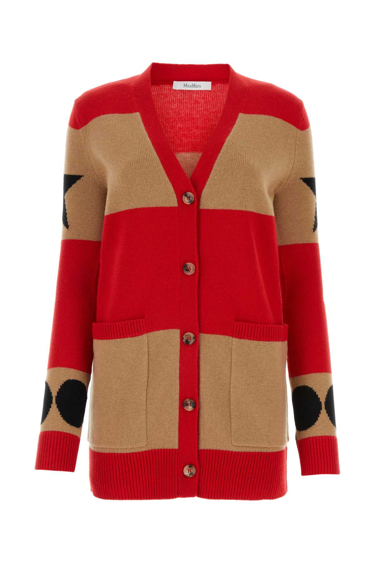 Embroidered Wool Blend Valido Cardigan Rosso Exterior: Cashmere Maglieria