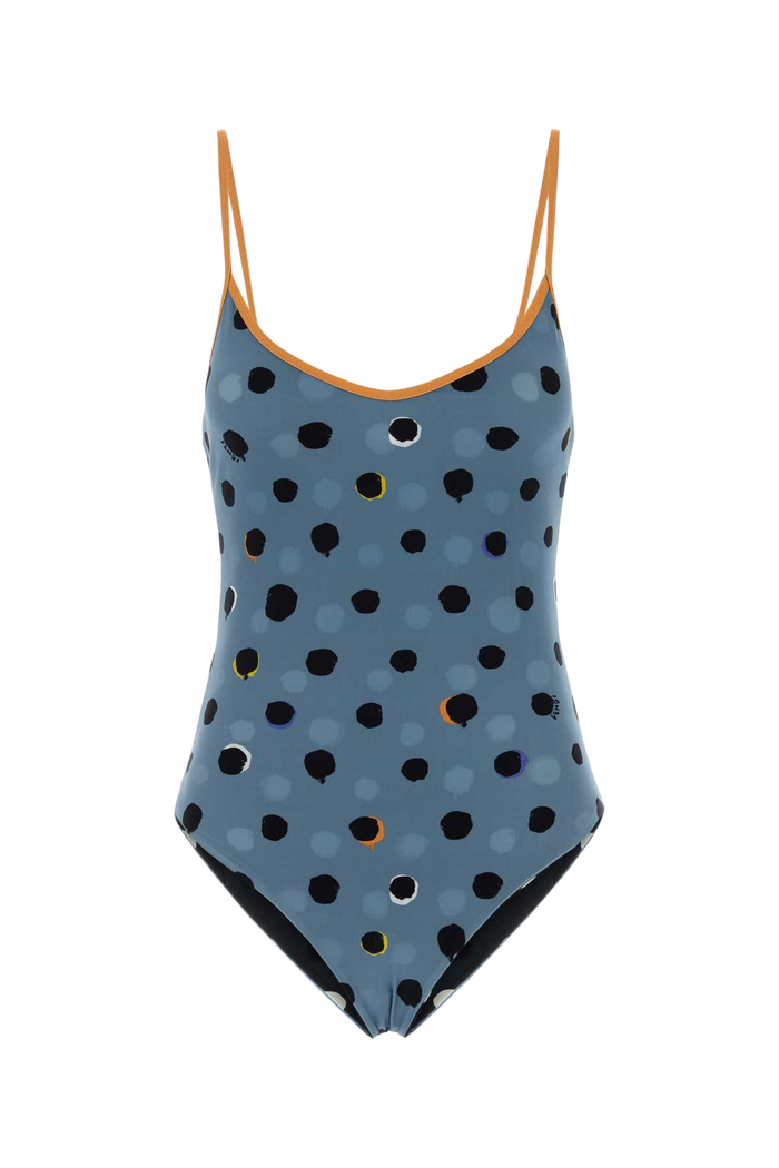 Printed Stretch Nylon Swimsuit Anise Black Costumi Da Bagno