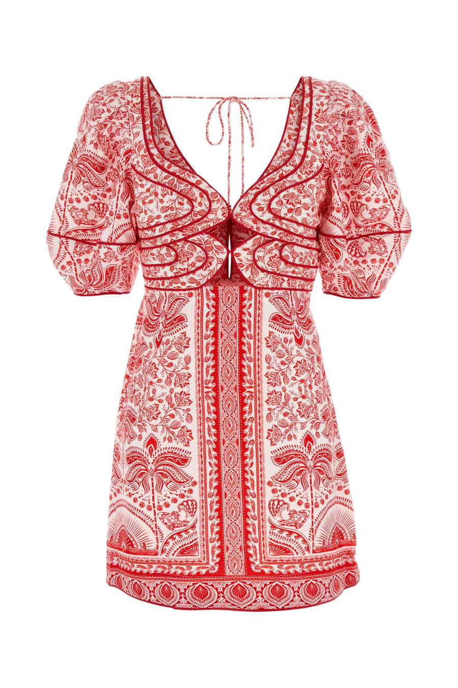 Farm Rio 55% Linen mini dress in red