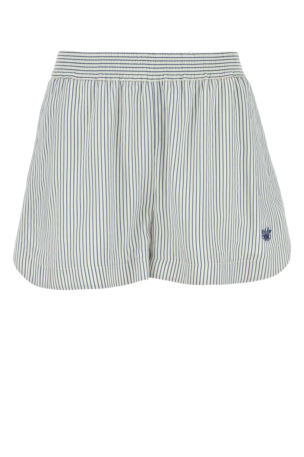 Embroidered Silk Shorts White/steel Exterior