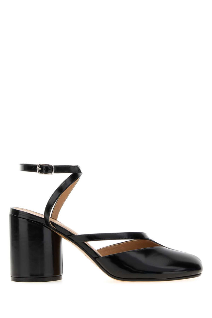 Black Leather Tabi Pumps Lightbrown Scarpe Con Tacco