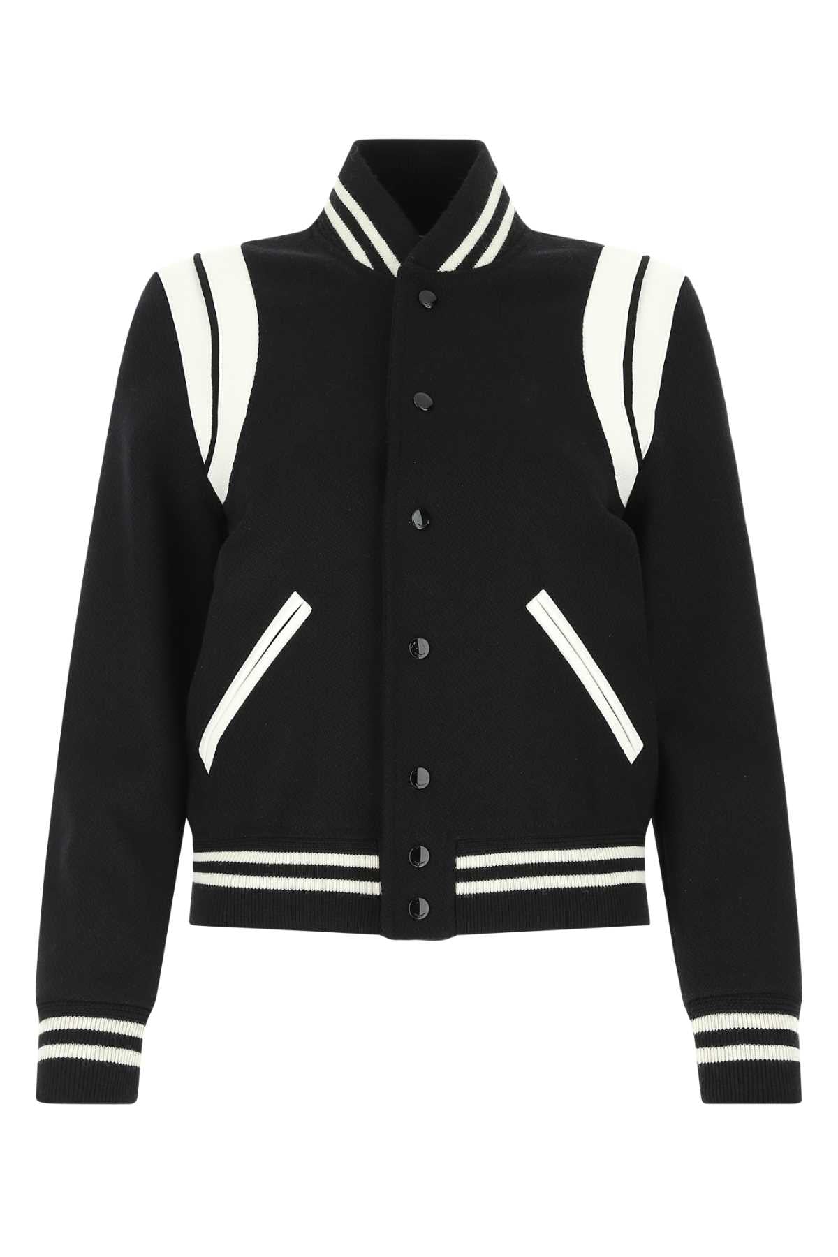 Black Wool Blend Bomber Jacket 1900 Mix Giubbini
