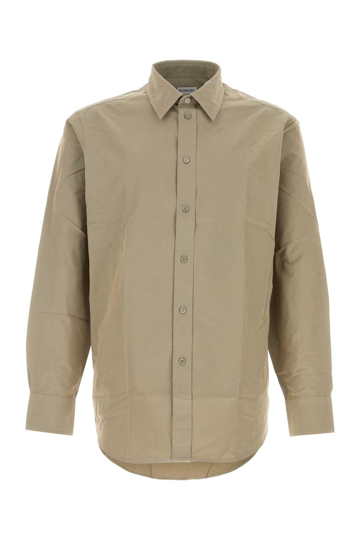 Khaki Poplin Shirt Drizzle Exterior: Cotton Camicie