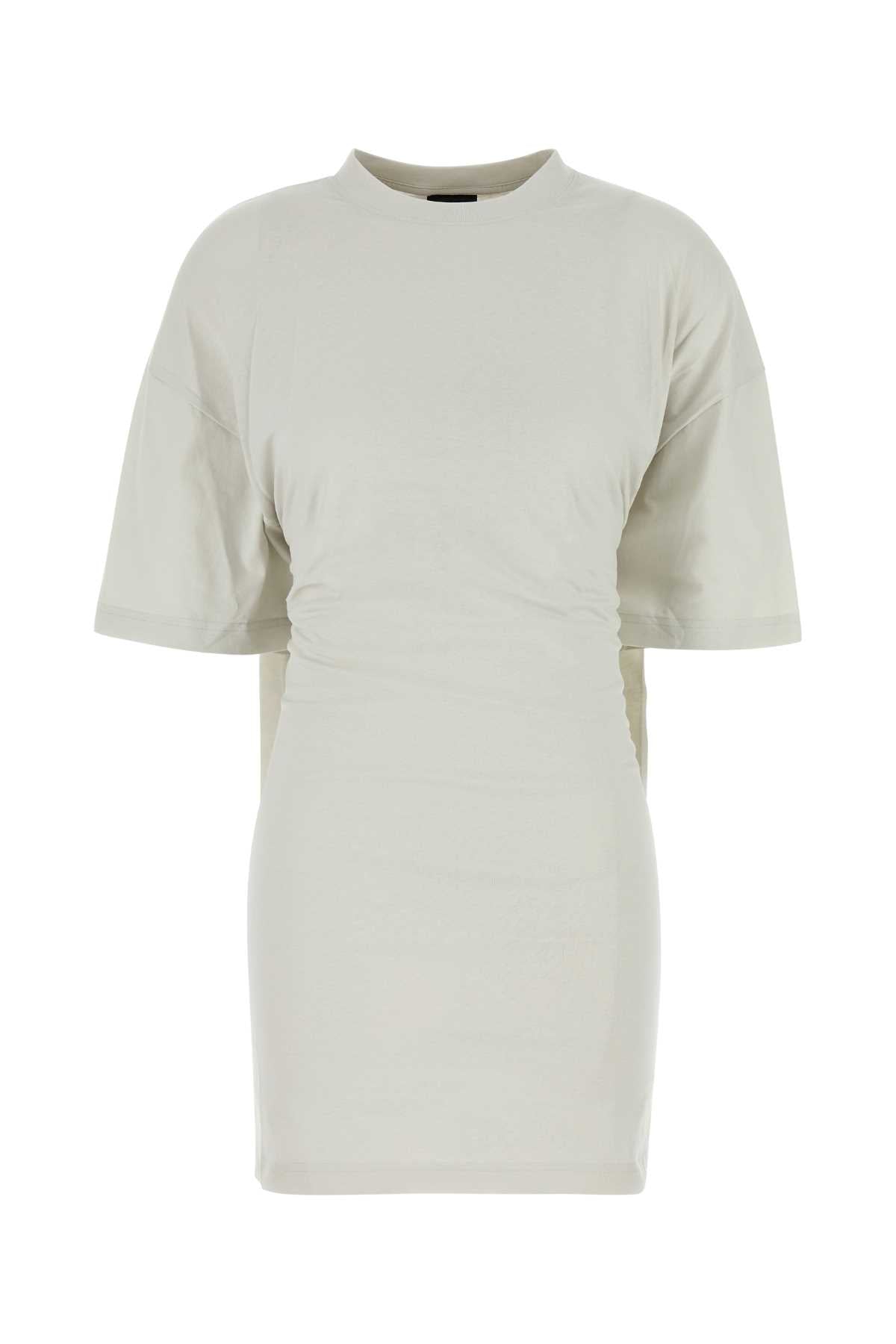 Light Grey Cotton T-Shirt Dress Dirty White Exterior: Abiti