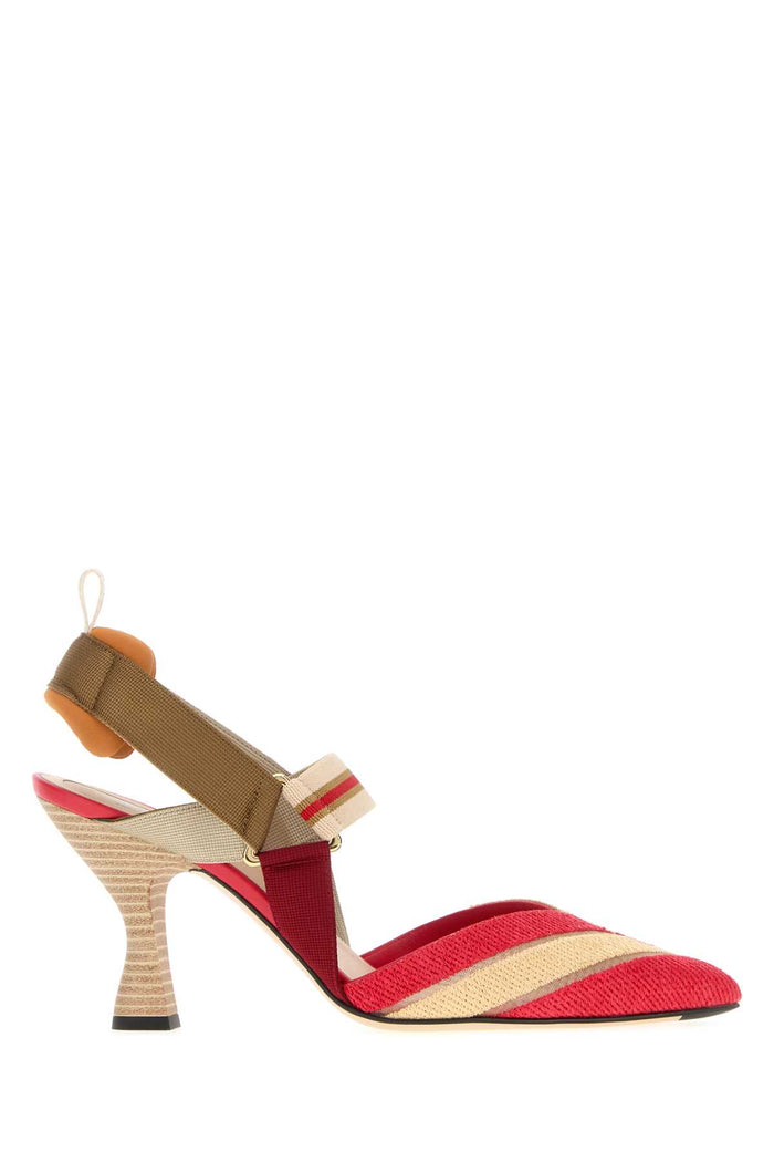 Embroidered Raffia Colibrã¬ Pumps Nudo Rafia Rubino Scarpe Con Tacco