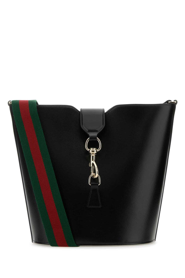 Gucci Exterior: 100% Leather; Lining: 100% Leather; Finishing: Platinum bucket bag in black