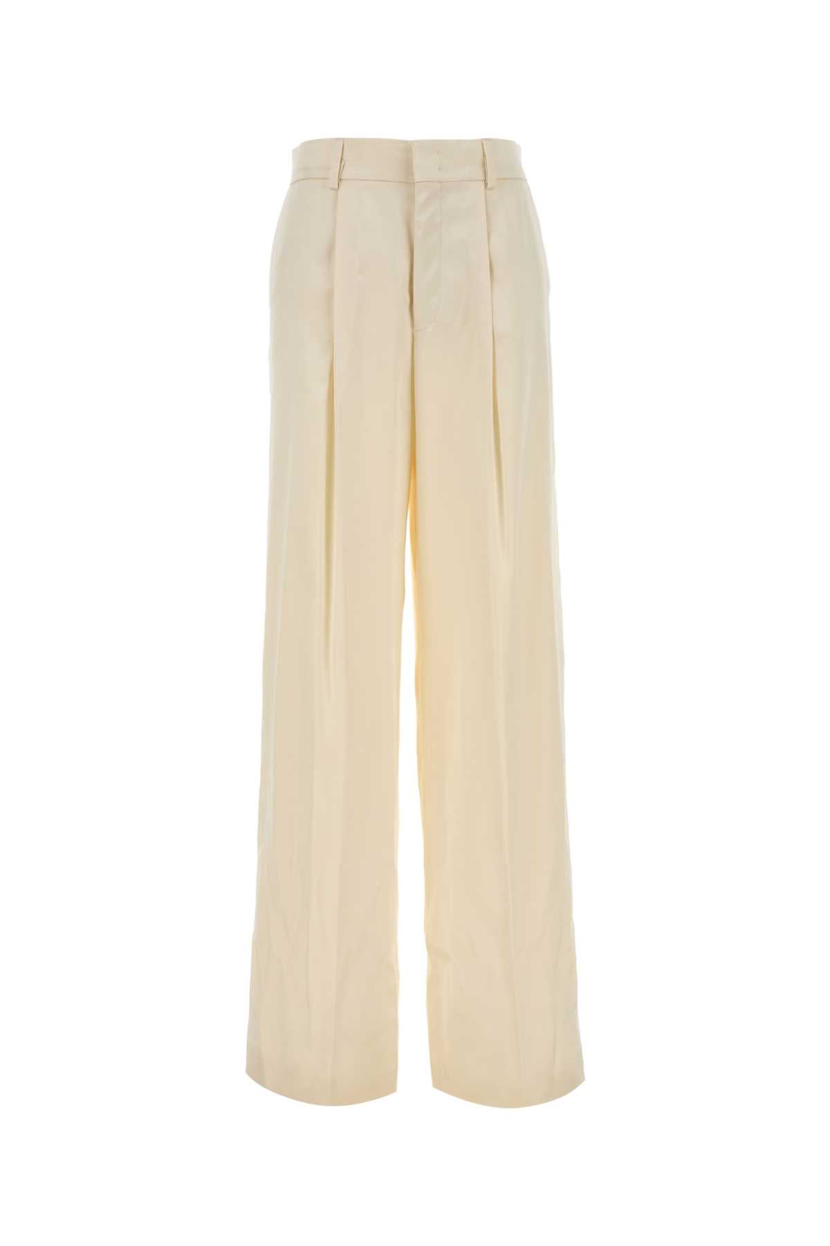 Ivory Satin Wide-Leg Pant Bianco Exterior: Viscose Pantaloni