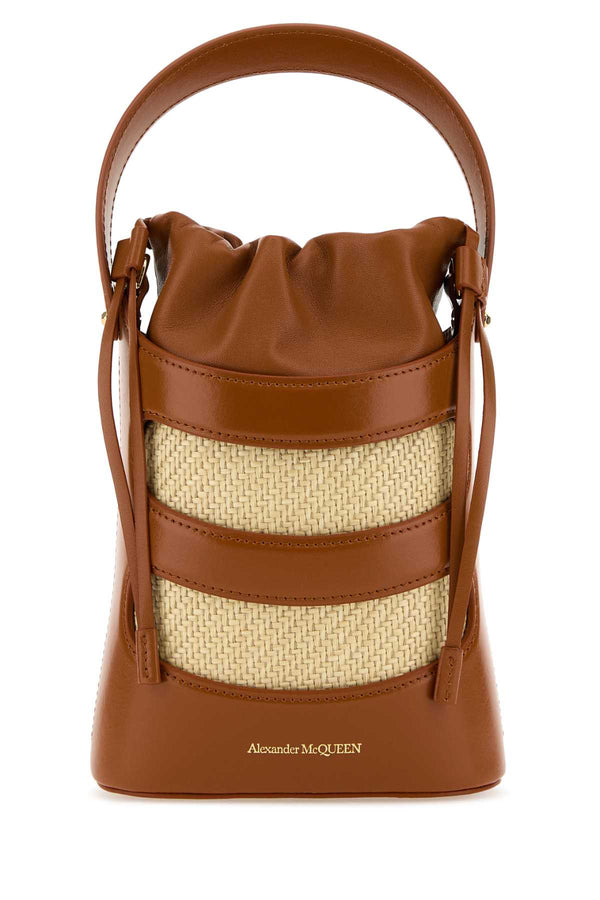 Alexander McQueen Rise Exterior: 100% Calf bucket bag in brown