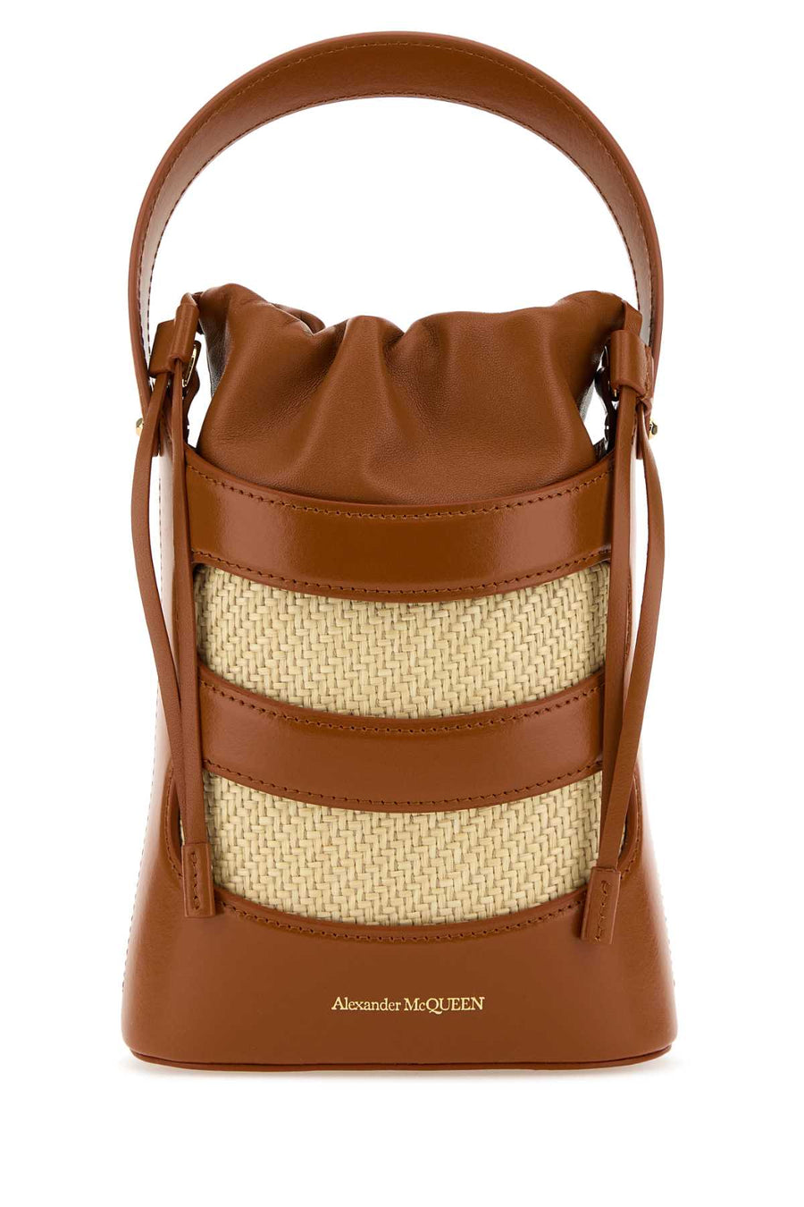 Alexander McQueen Rise Exterior: 100% Calf bucket bag in brown