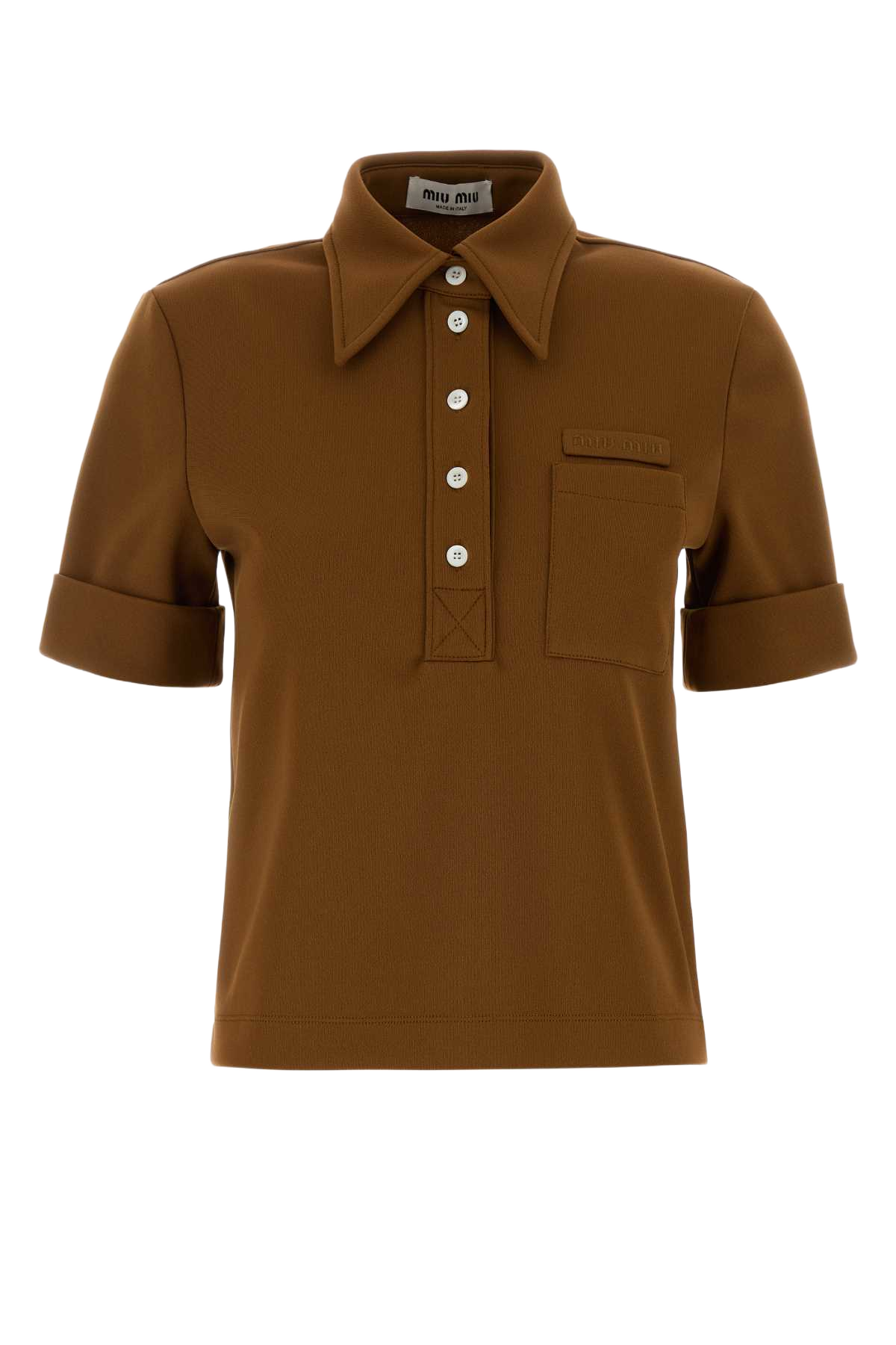 Brown Jersey Polo Shirt Cannella Exterior: Polyester