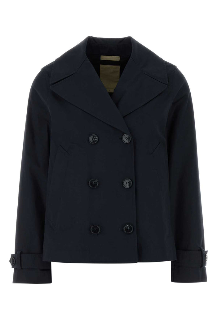 Midnight Blue Cotton Trench Coat Meltonblue Exterior