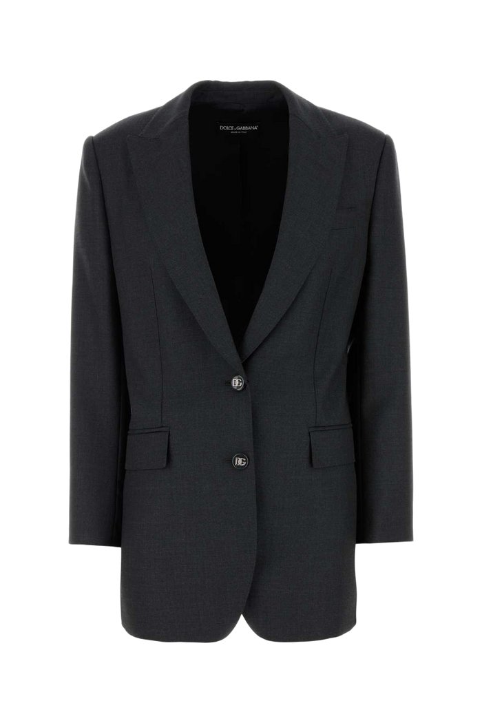 Graphite Wool Blazer Melangegrey Exterior: Lining: Silk Giacche E Gilet