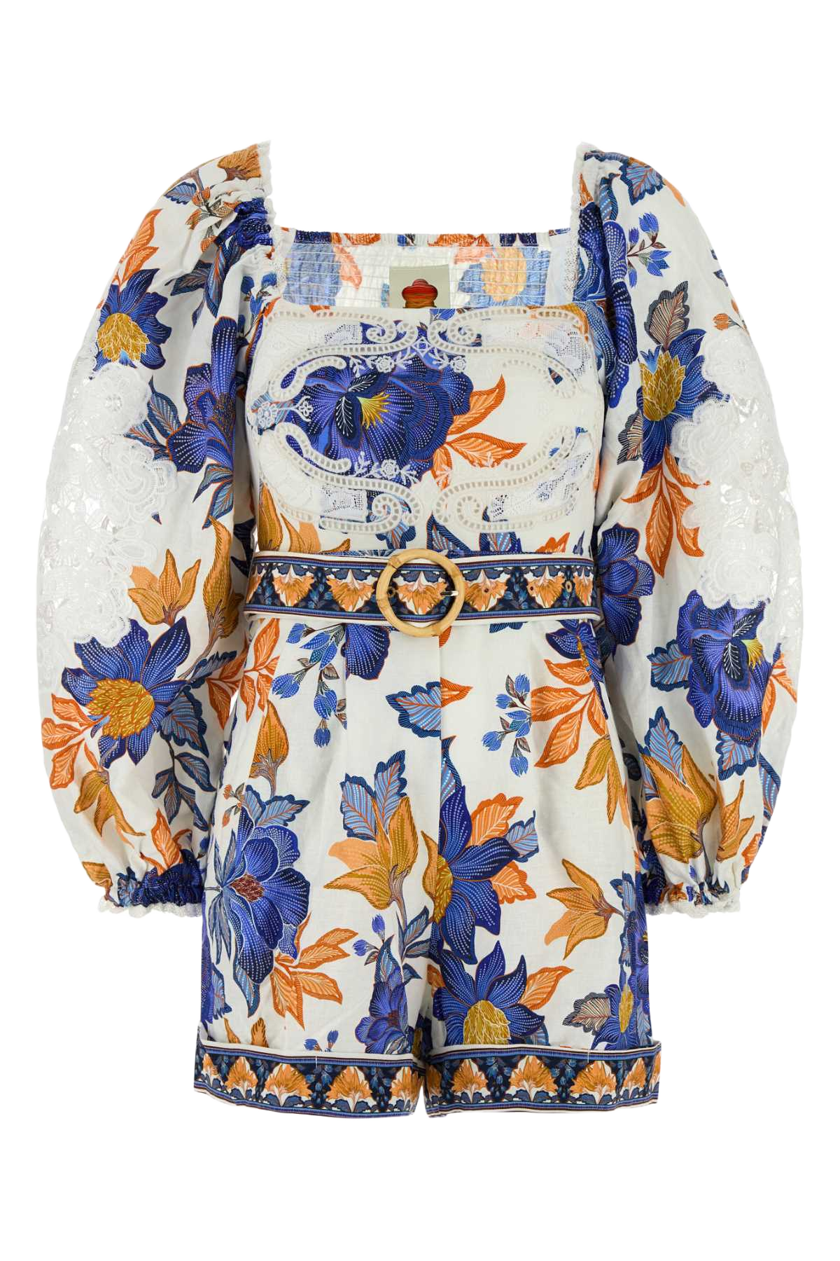 Printed Linen Blend Summer Flowers Jumpsuit Summerflowersoffwhite Exterior: Viscose Tute