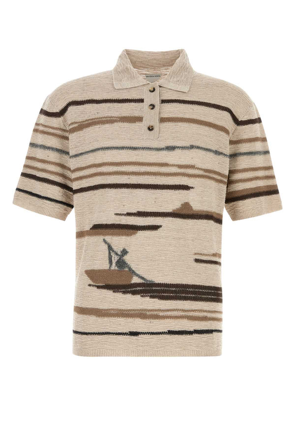 Bottega Veneta Dett 57% Cotton 27% Linen 10% Silk 5% Nylon 1% Alpaca polo shirt in beige