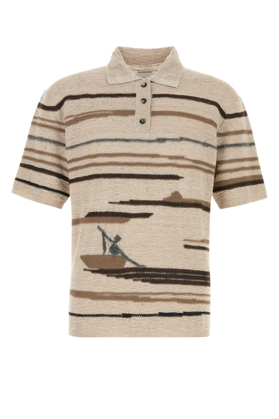 Bottega Veneta Dett 57% Cotton 27% Linen 10% Silk 5% Nylon 1% Alpaca polo shirt in beige