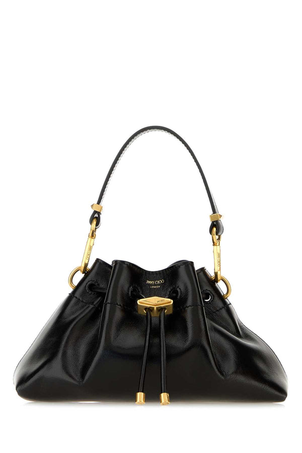 Jimmy Choo Exterior: 100% Leather; Lining: 100% Fabric; Finishing: Antiqued golden metal shoulder bag in black