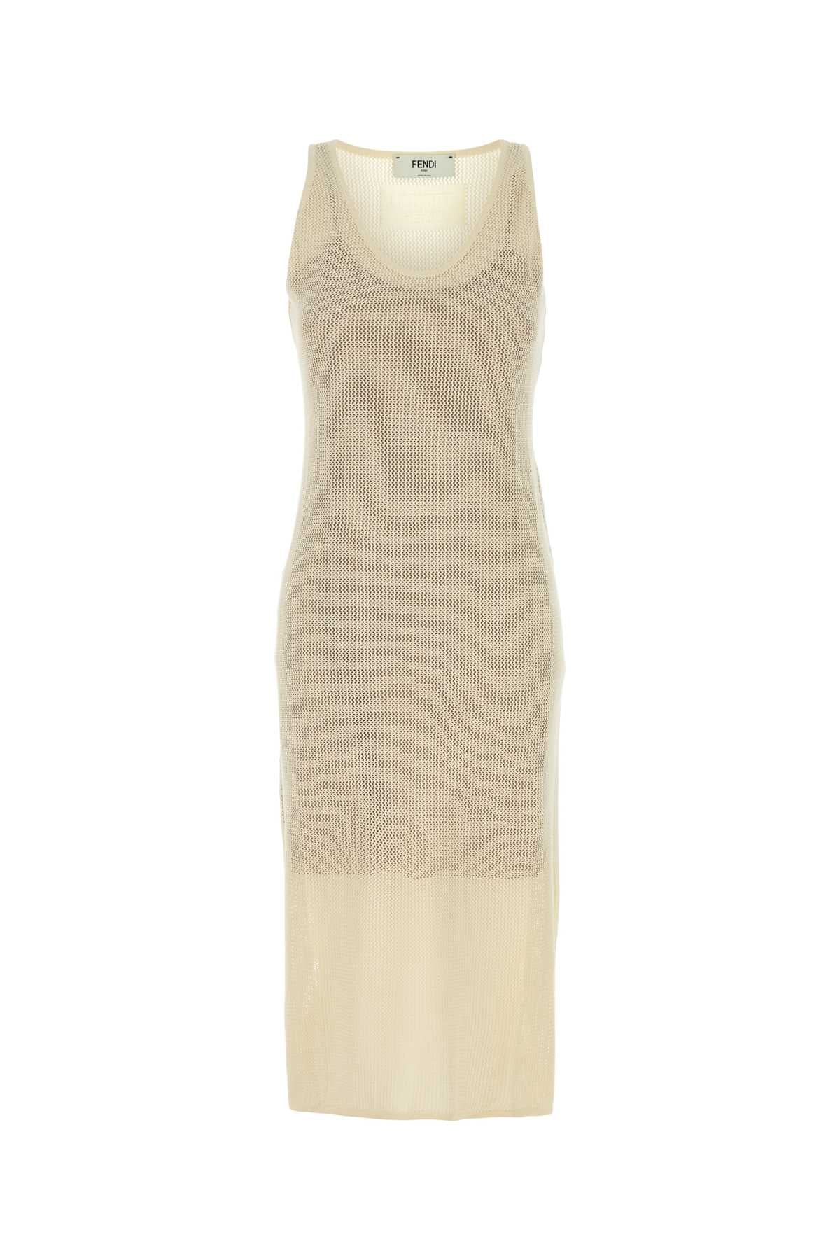 Cream Mesh Dress White Abiti