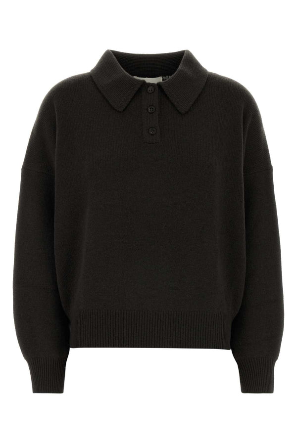 Lisa Yang Sweater 100% Cashmere polo sweater in green