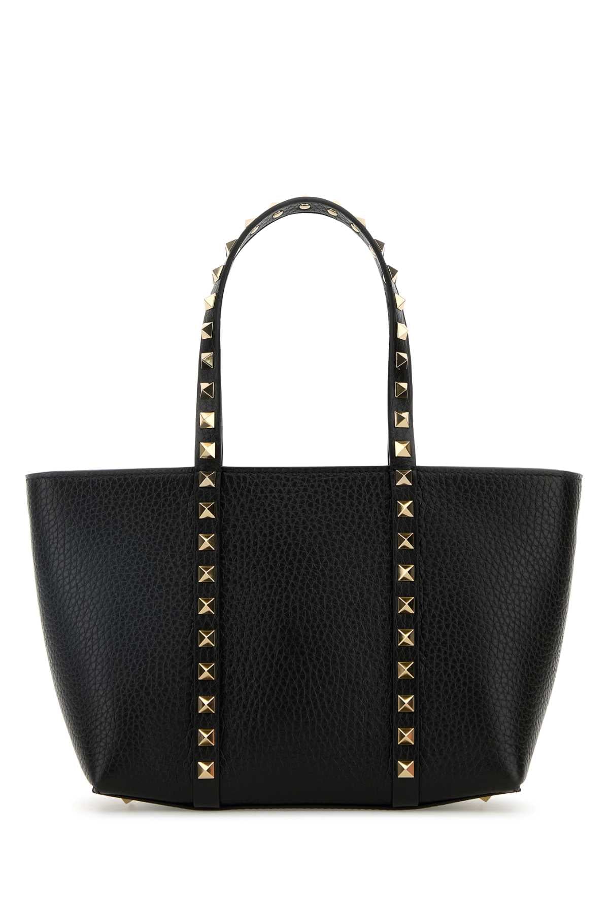Black Leather Medium Rockstud Handbag Nero Borse A Mano