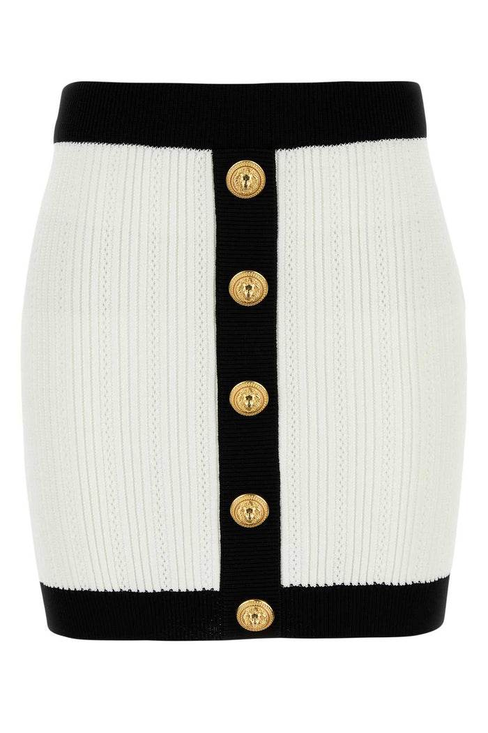 White Viscose Blend Mini Skirt Blancnoir Polyester Gonne