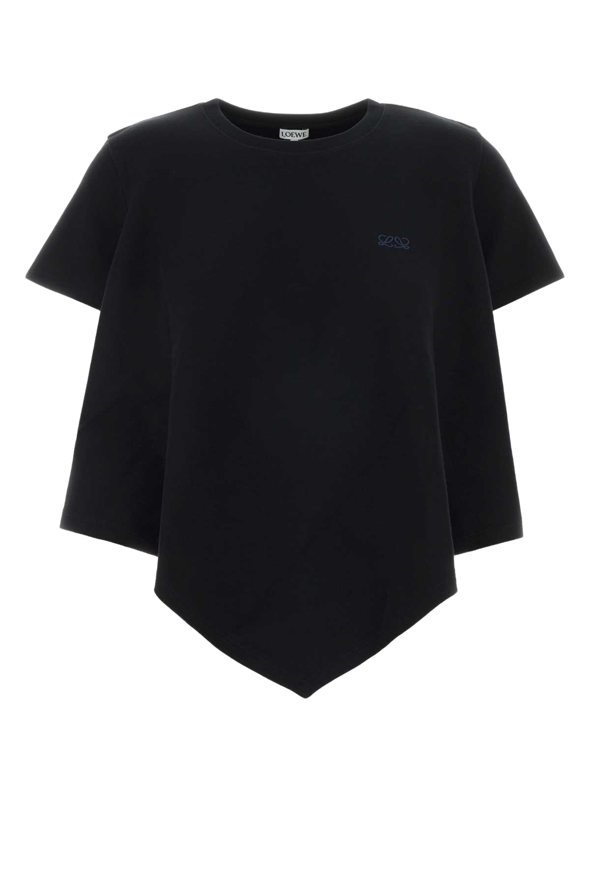 Black Cotton Blend T-Shirt Exterior: Nylon