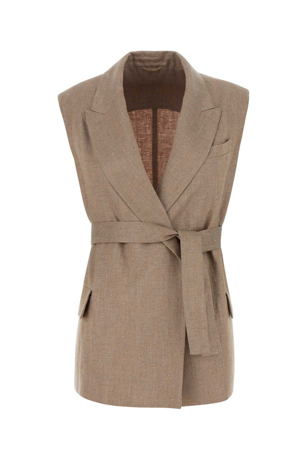 Brunello Cucinelli 92% Linen vest in beige