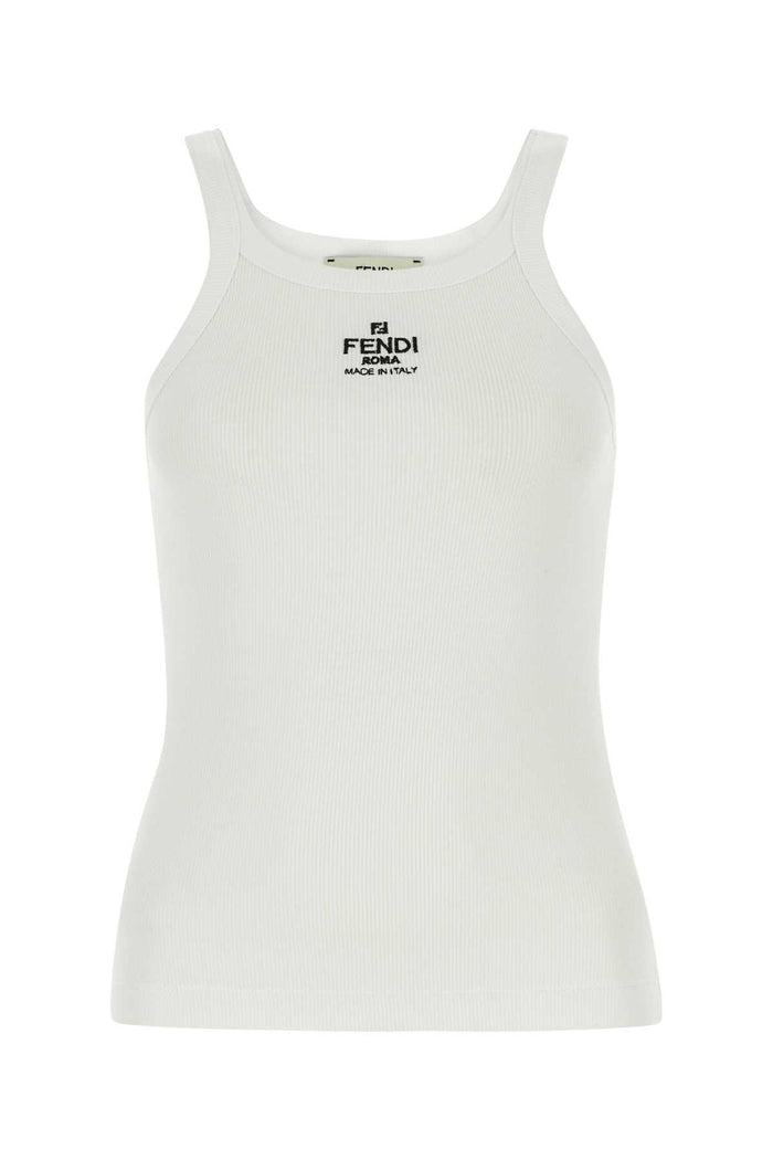 White Stretch Cotton Top Maglie
