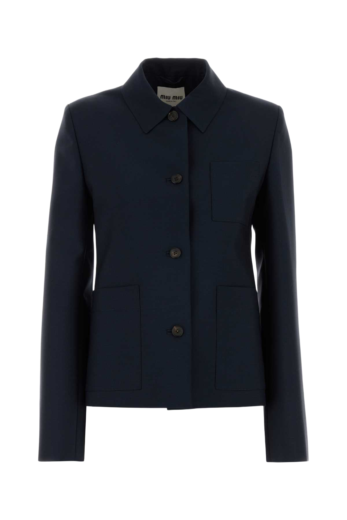 Navy Blue Mohair Blend Blazer Giacche E Gilet