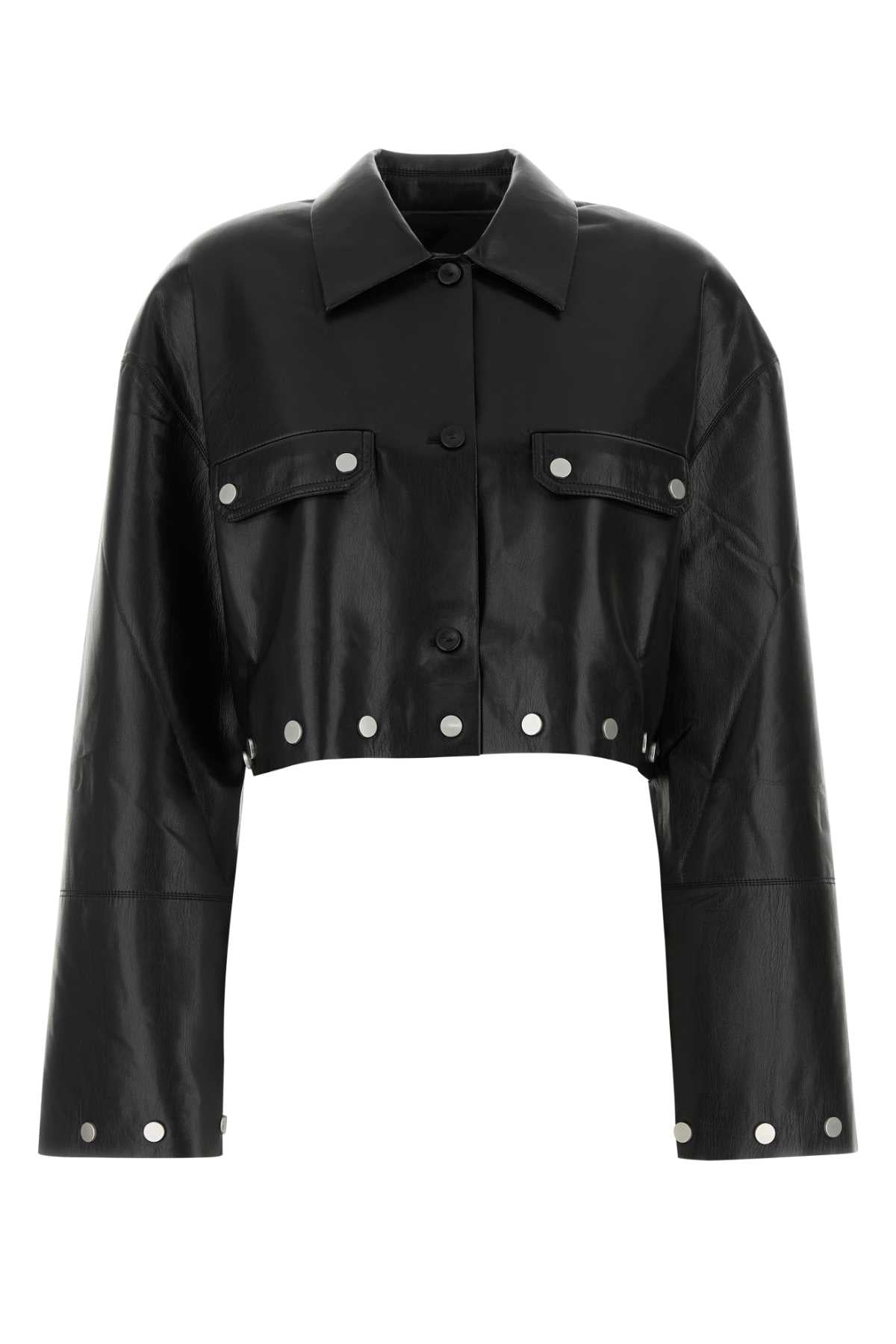 Black Synthetic Leather Kassie Shirt Camicie