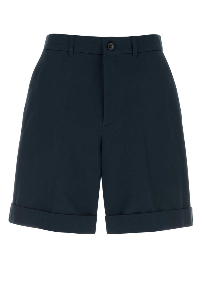 Navy Blue Cotton Bermuda Shorts Exterior