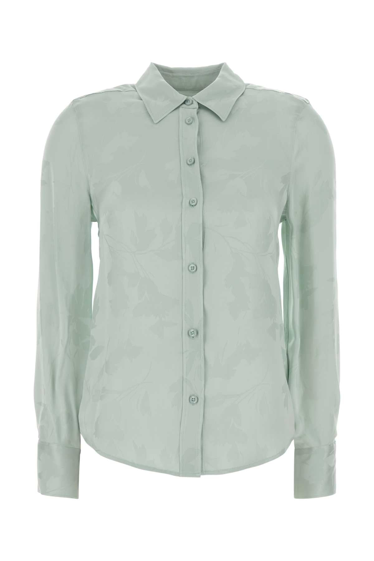Pastel Light-Blue Satin Shirt Palemeadowfloralcuttingsjacquar Exterior: Viscose Camicie