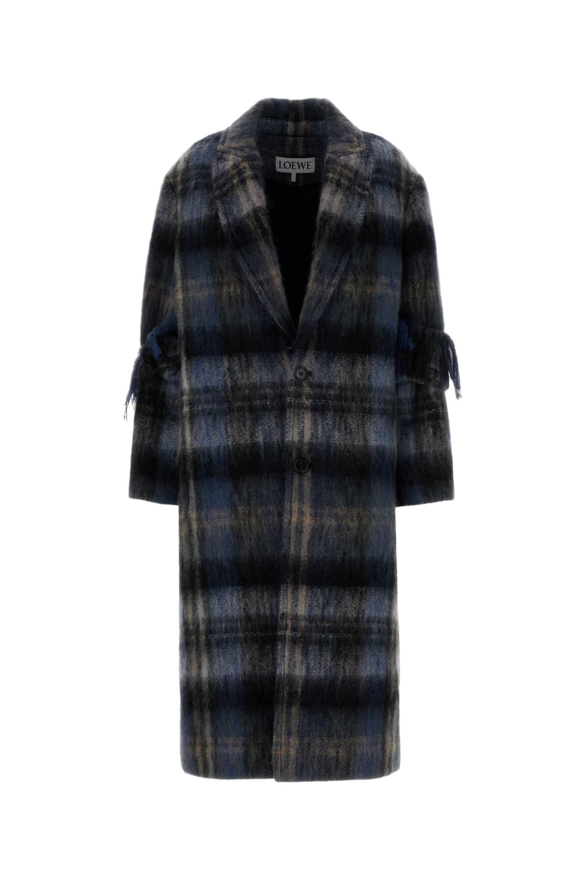 Embroidered Mohair Blend Coat Blue/multicolor Cappotti