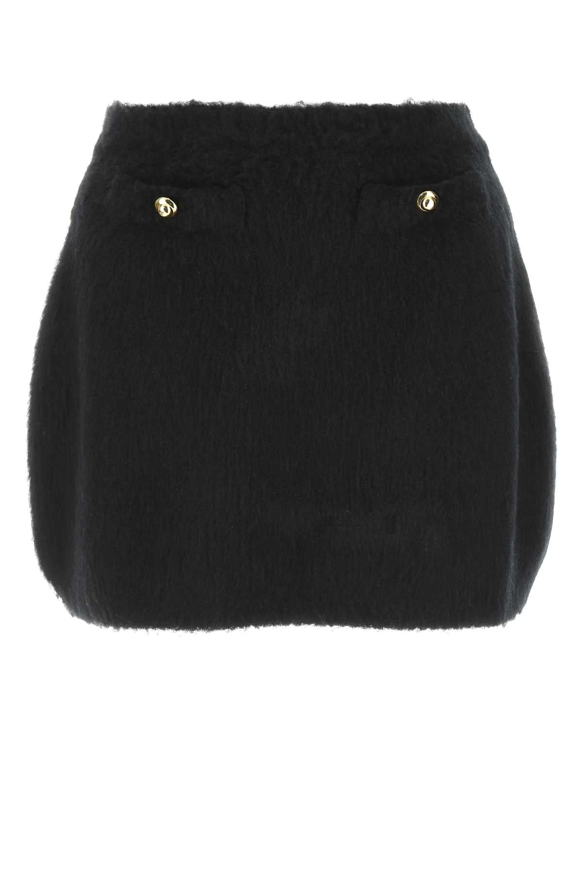 Black Stretch Wool Blend Mini Skirt Eapawv Gonne