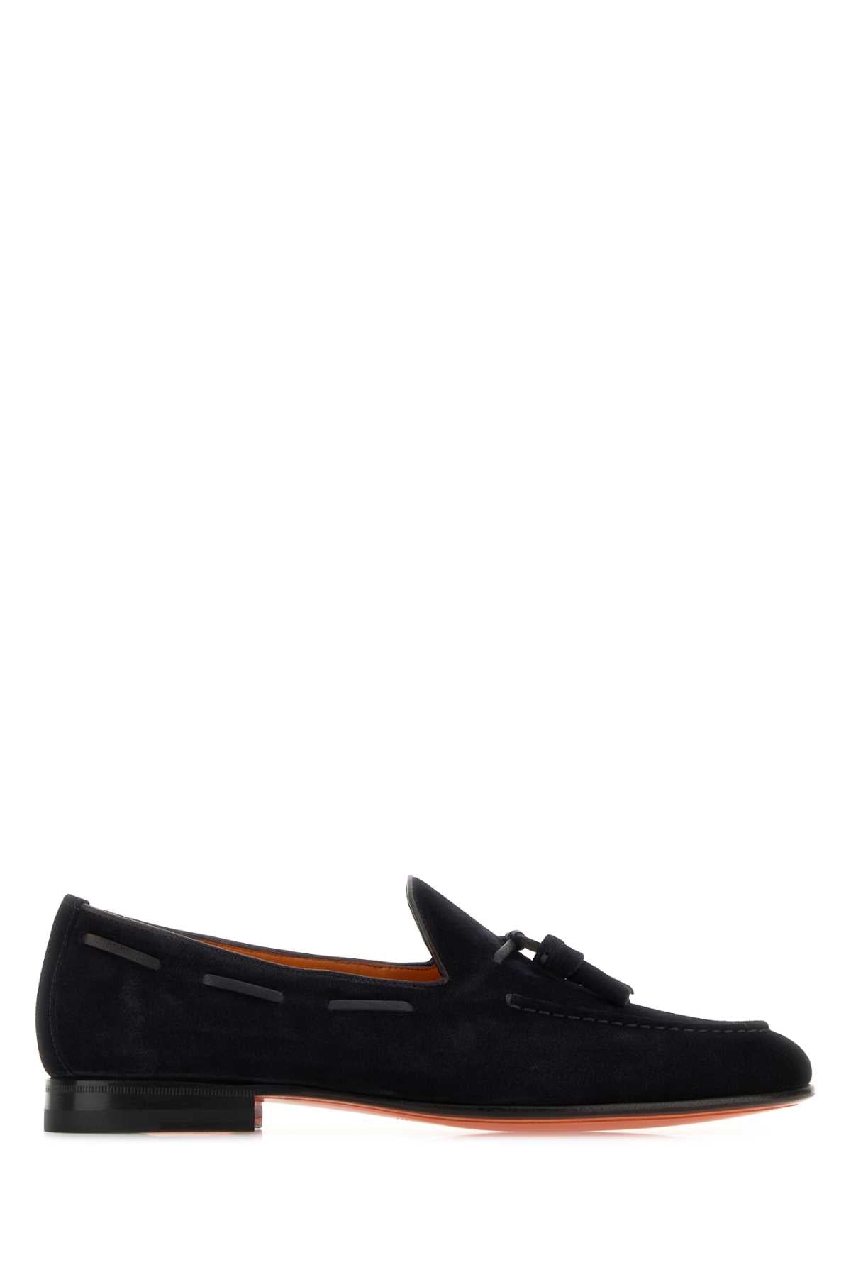 Midnight Blue Suede Loafers Mocassini