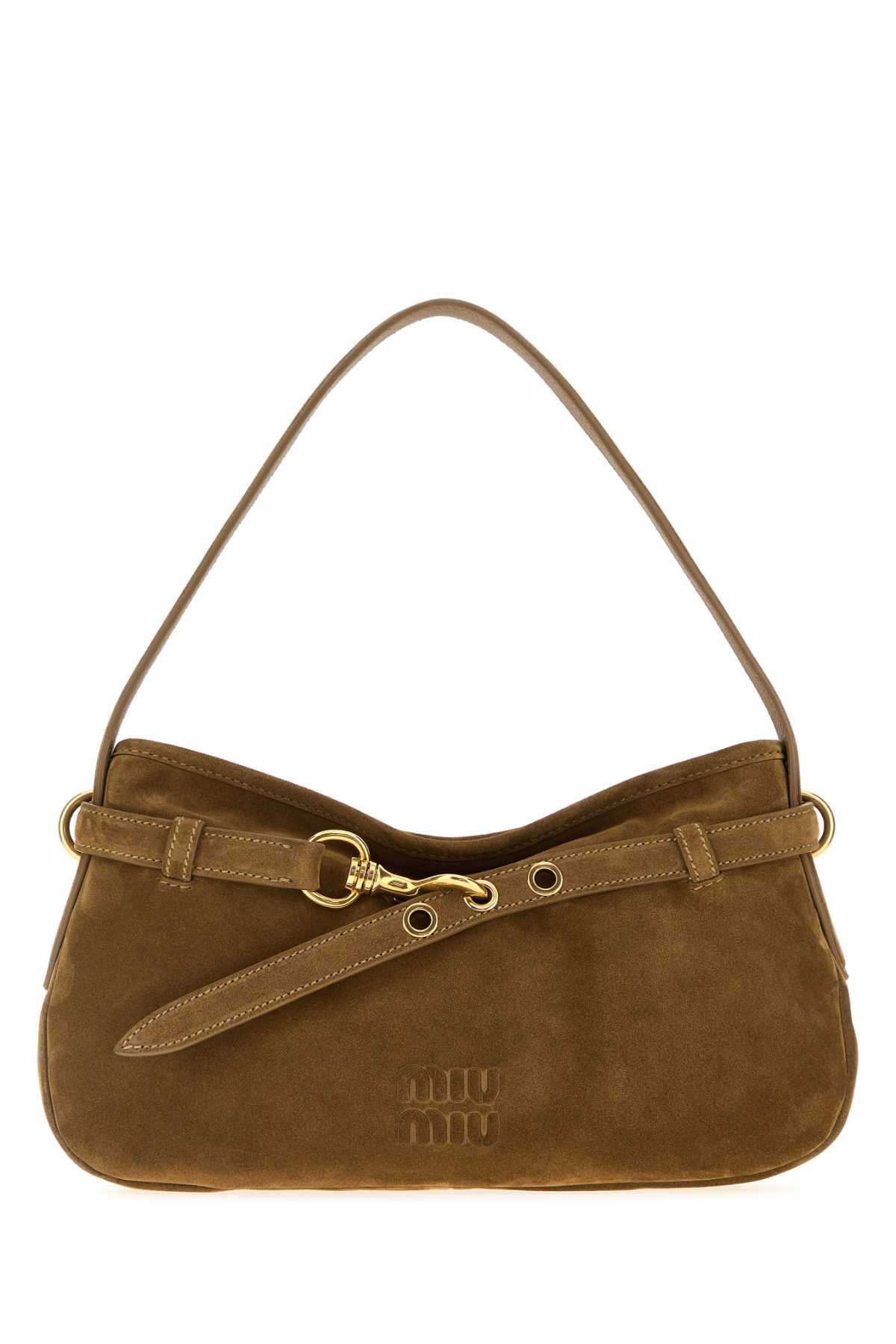 Biscuit Suede Avenue Shoulder Bag Oliva Lambleather Borse A Mano