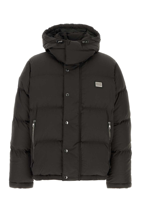 Dolce & Gabbana Exterior: 97% Nylon 3% Polyurethane; Lining: 100% Polyester; Padding: 90% Down 10% Feather down jacket in black