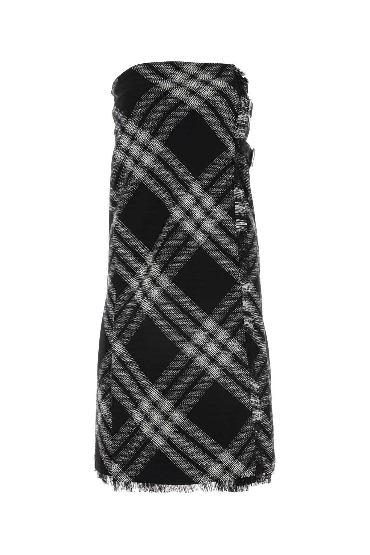 Embroidered Wool Dress Monochrome Exterior: Abiti
