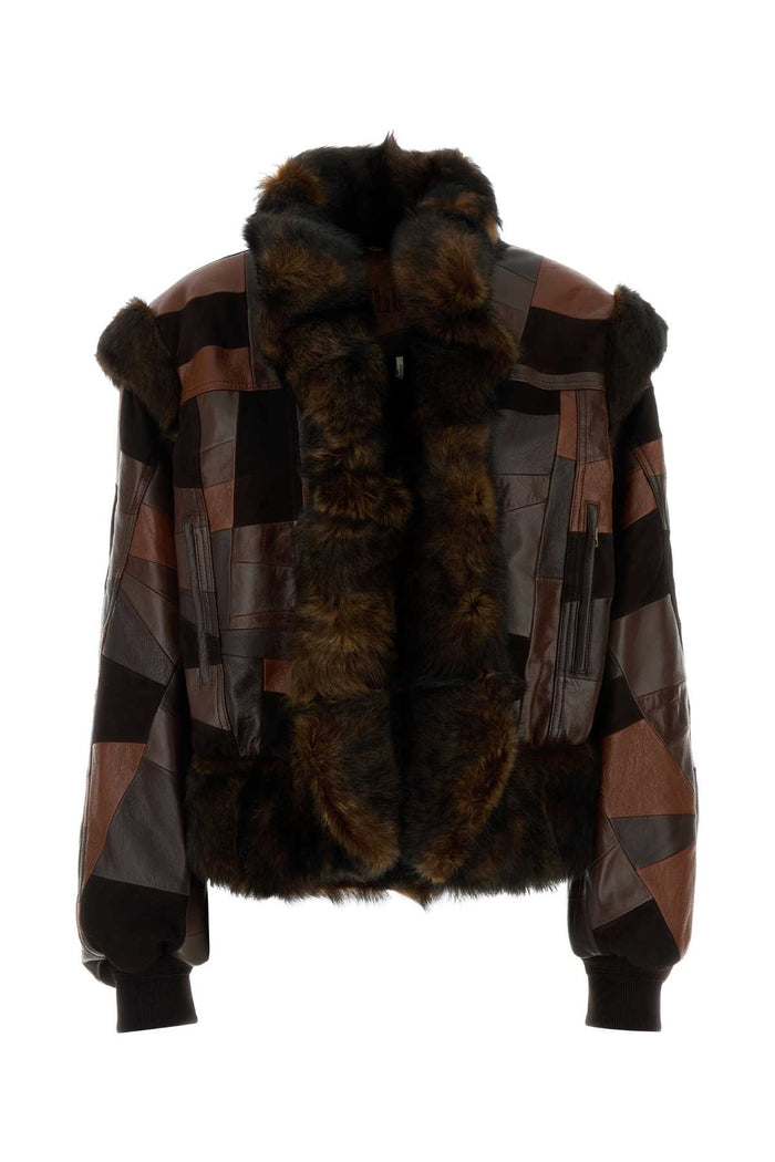 Multicolor Leather Jacket Farawaybrown Exterior: Lamb Lining: Cupro Giubbini