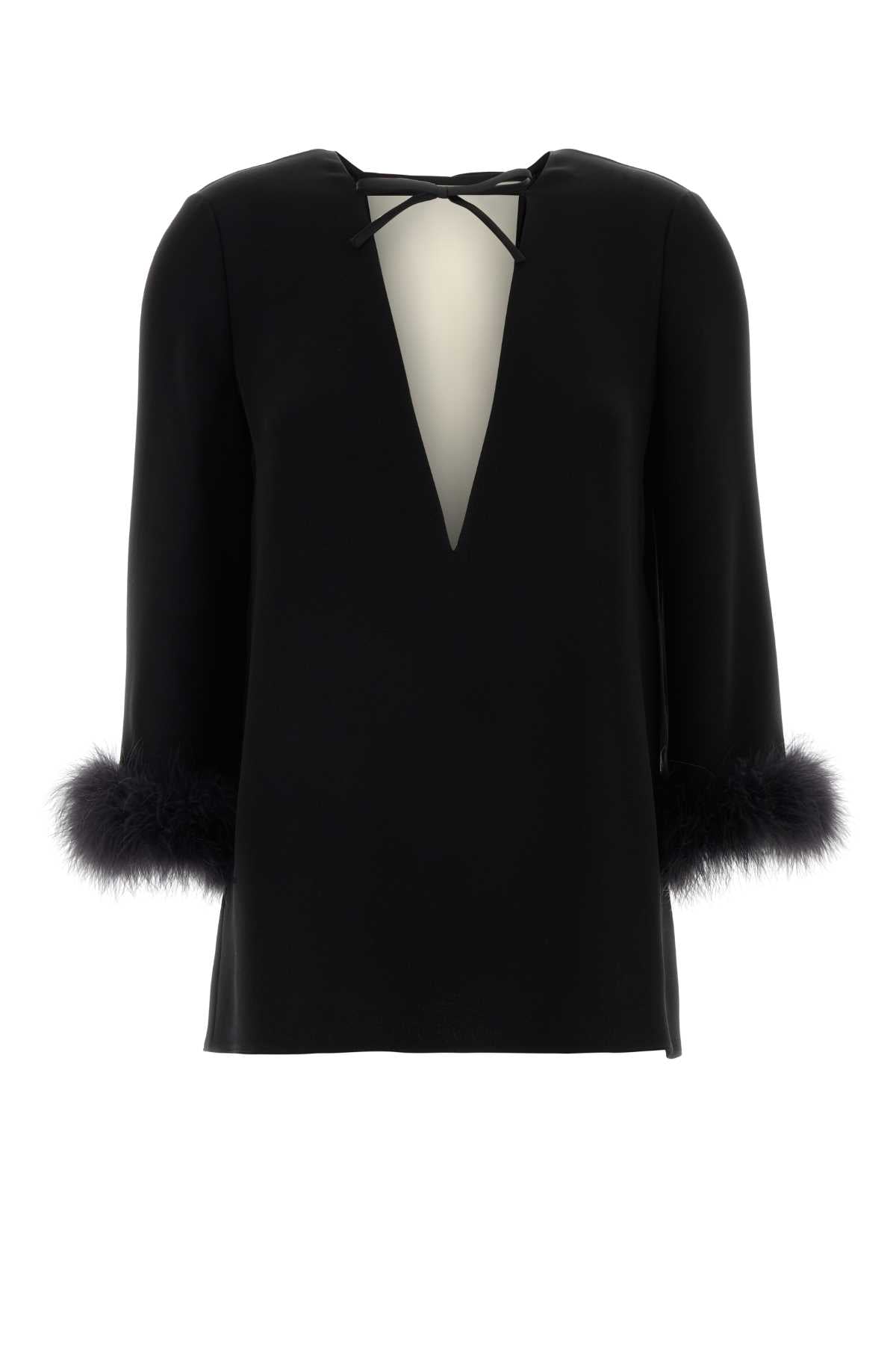 Black Silk Blouse Neroavorio Turkey (meleagris Gallpavo) Maglie