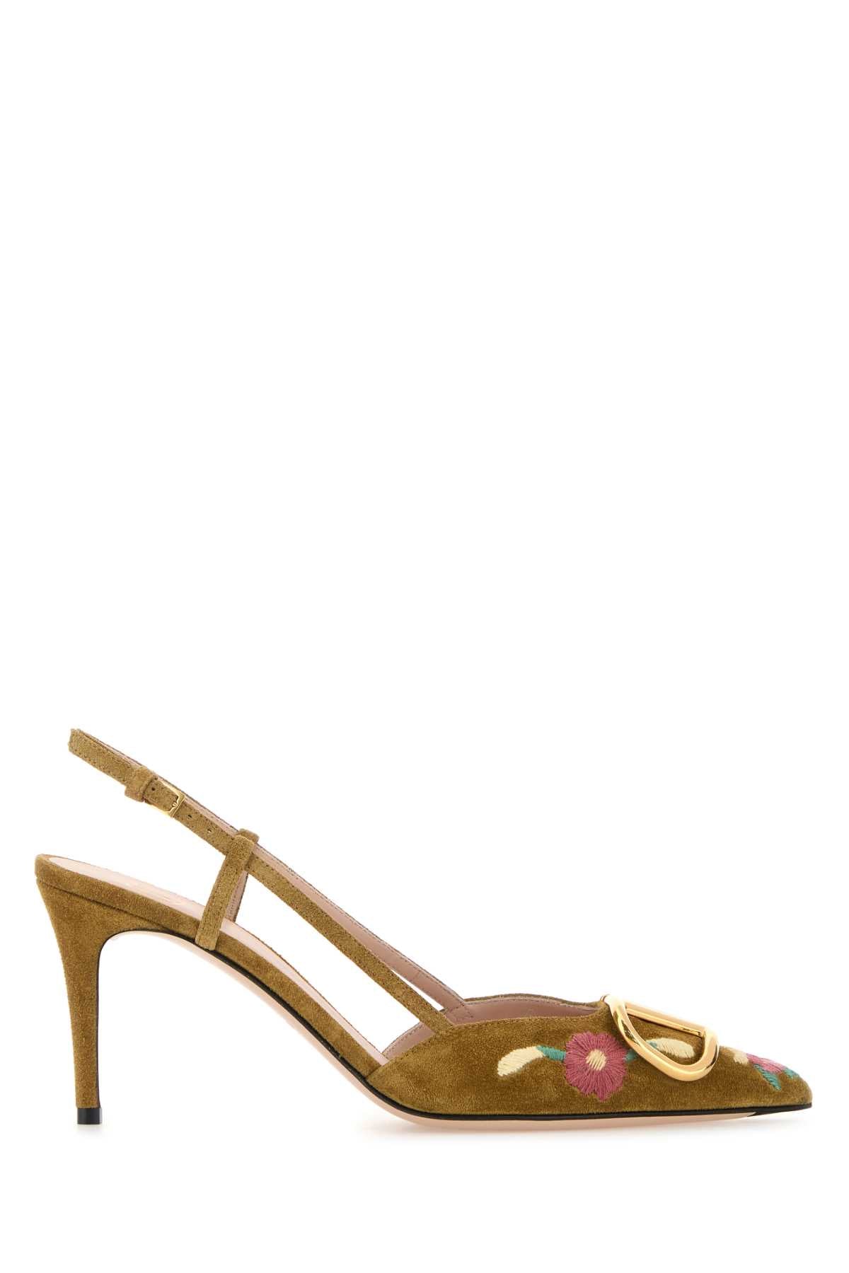 Camel Suede Vlogo Signature Pumps Havanabeigemulticolor Scarpe Con Tacco