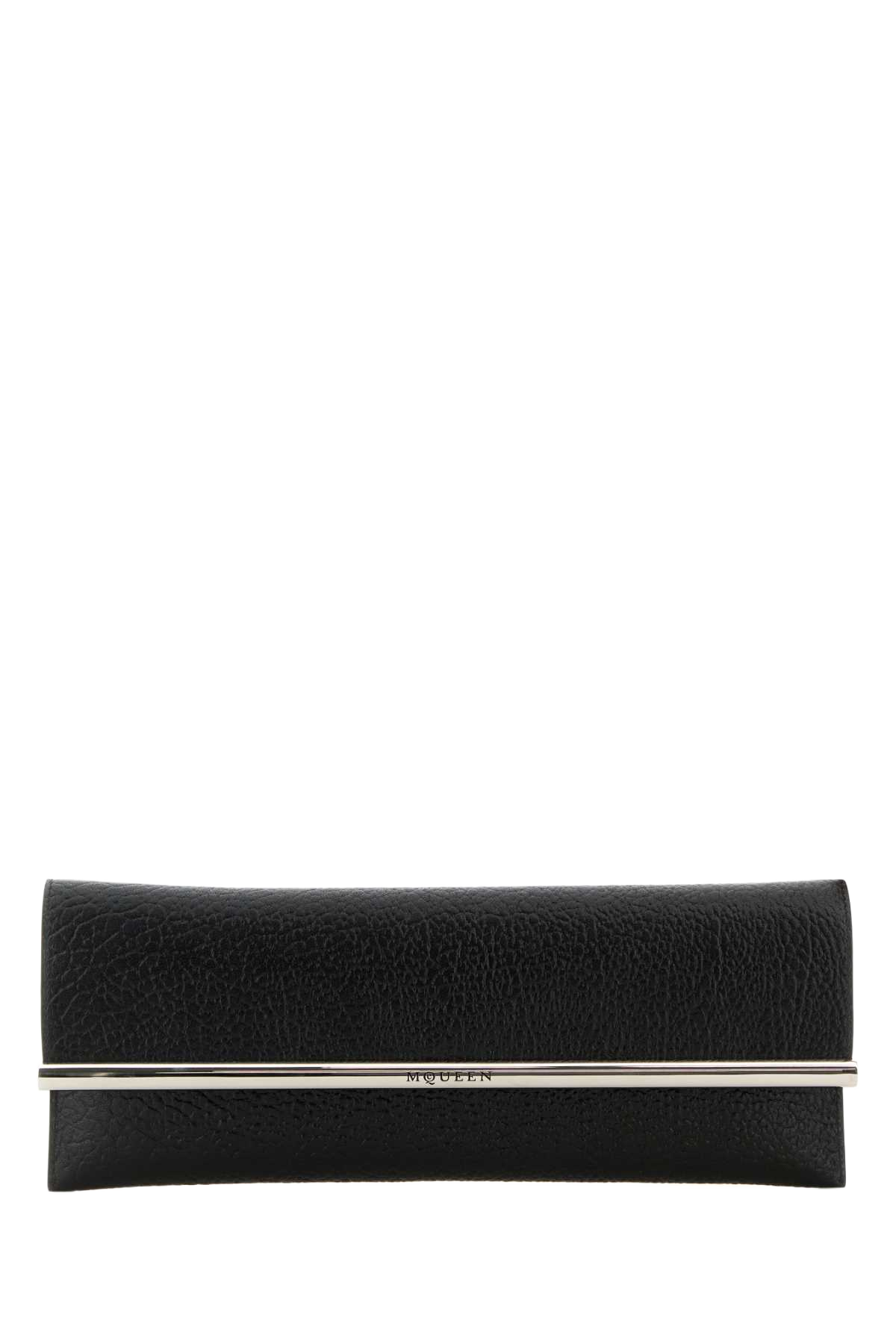 Black Leather Cross B-Long Clutch Blacksilver