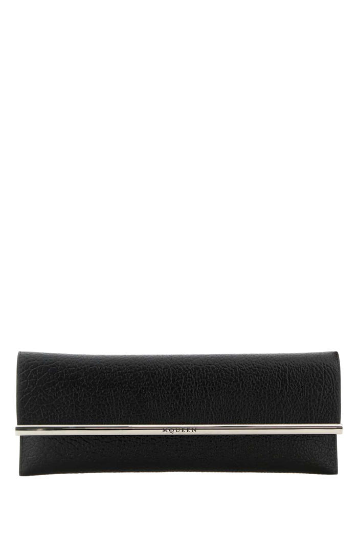 Black Leather Cross B-Long Clutch Blacksilver