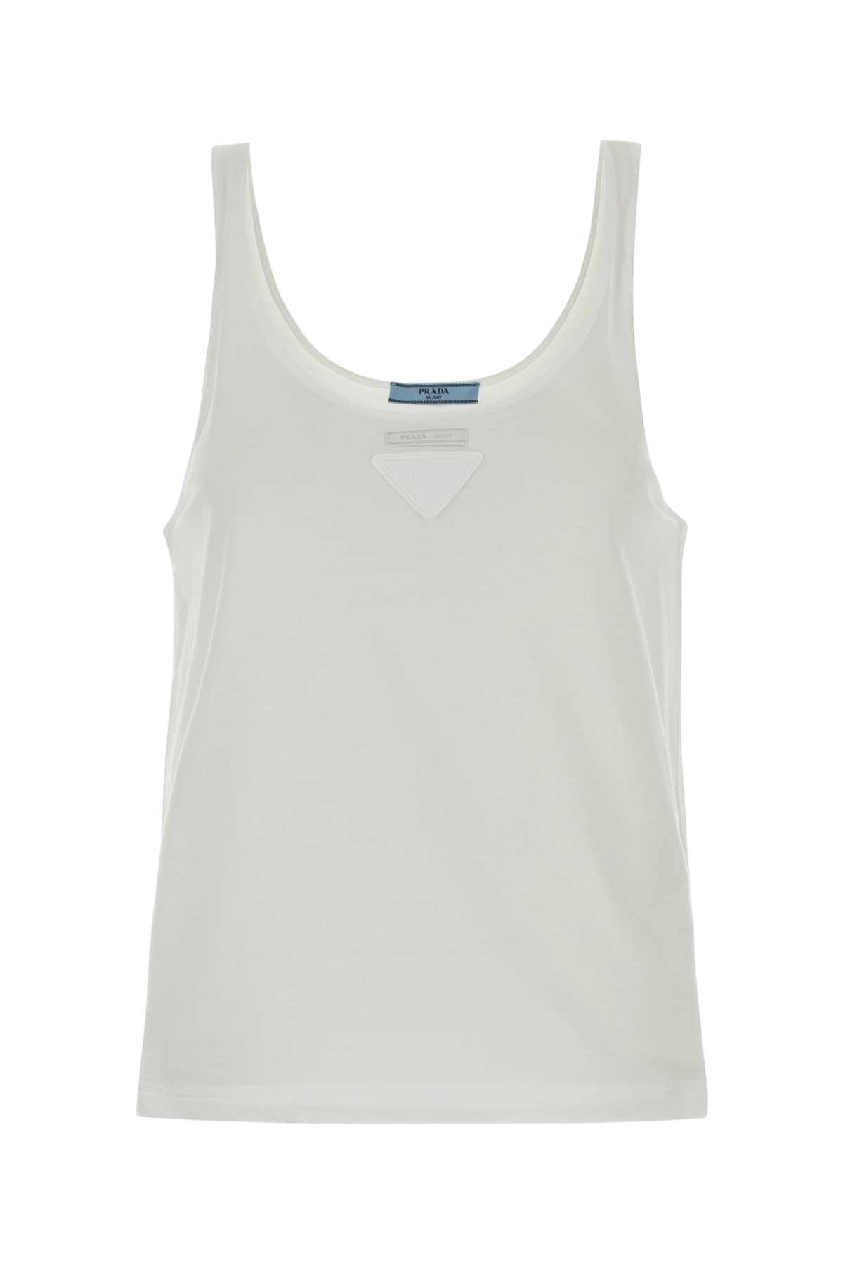 White Cotton Tank Top Bianco Exterior: T-shirt