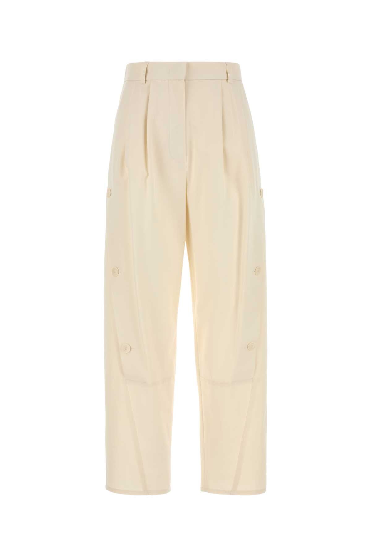 Ivory Cotton Duomo Pant Bianco Exterior: Pantaloni