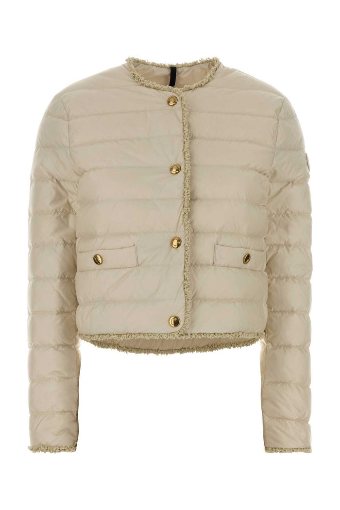 Ivory Nylon Fleaurs Down Jacket 20n Giubbini