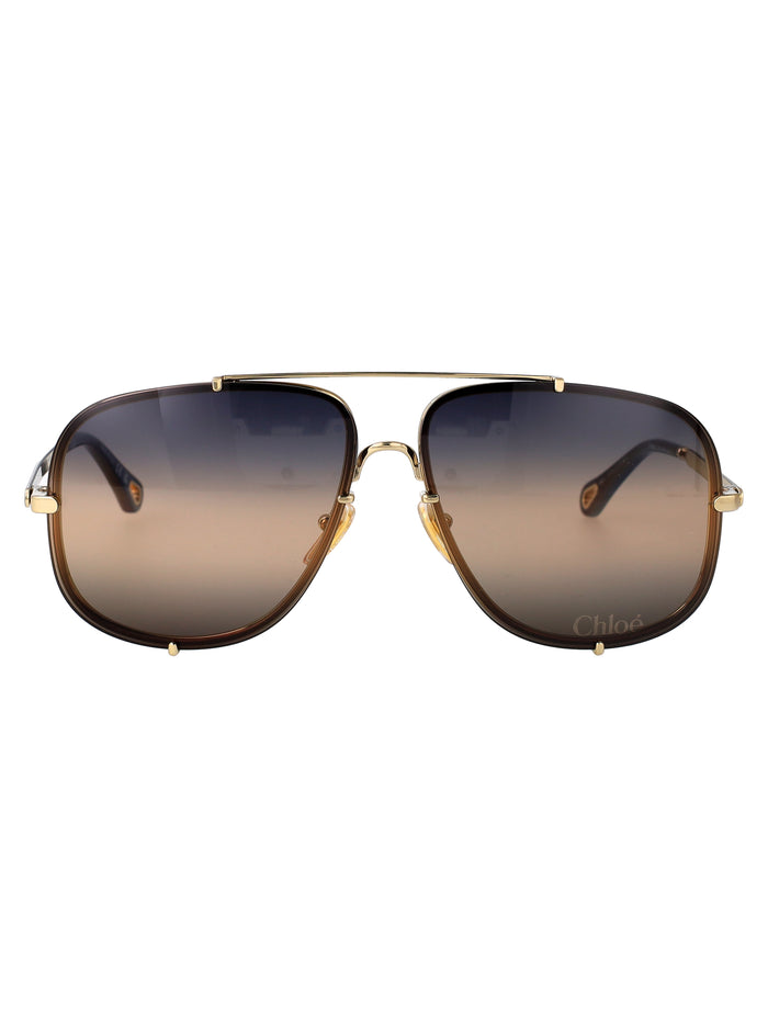 Ch0348s Gold-gold-blue Metal Sunglasses