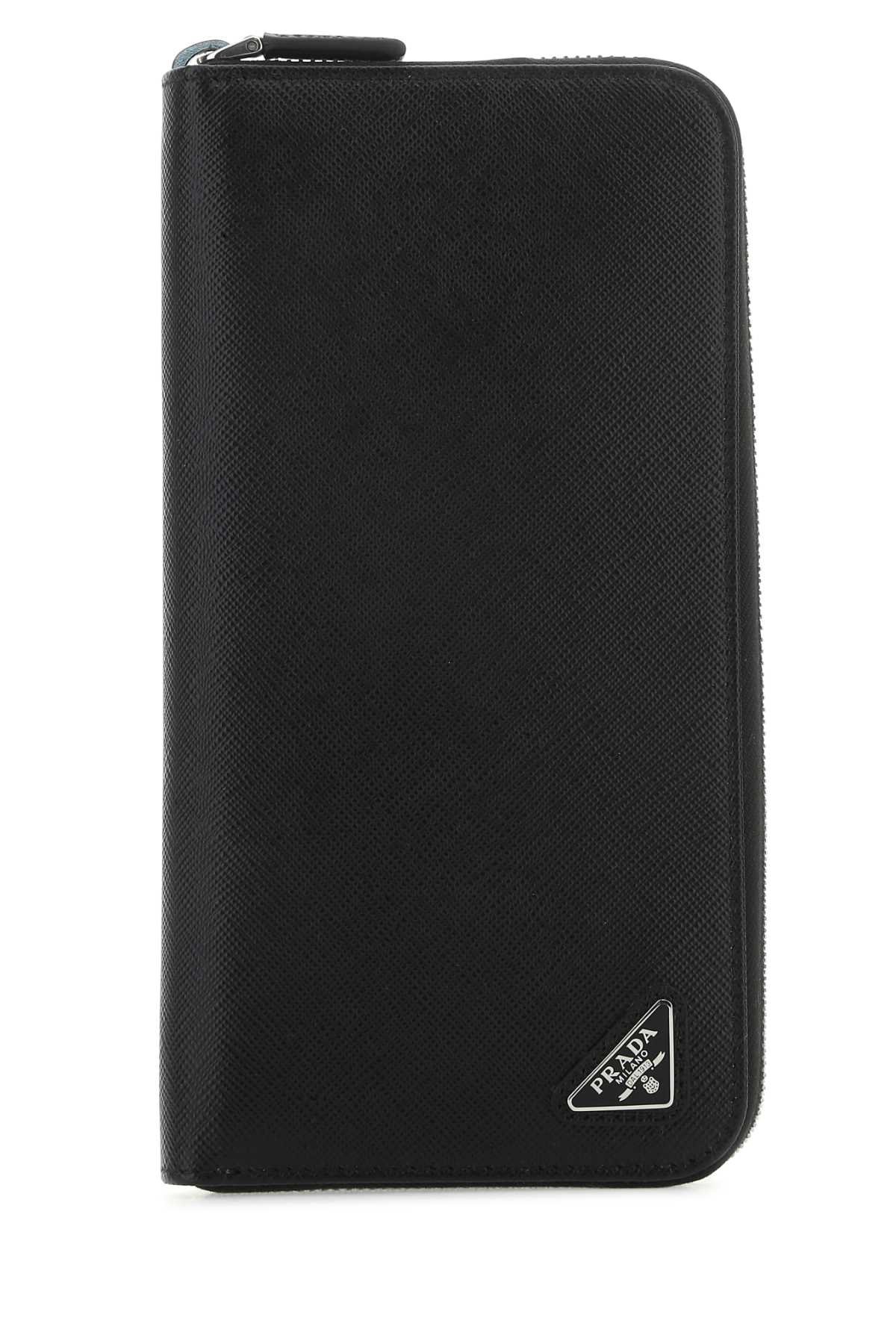 Black Leather Wallet F0002 Vitello Portafogli