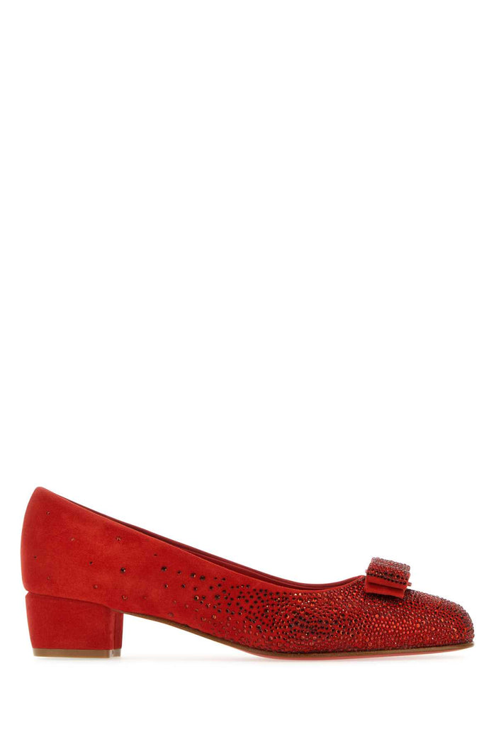 Red Suede Vara Pumps Flamered Scarpe Con Tacco