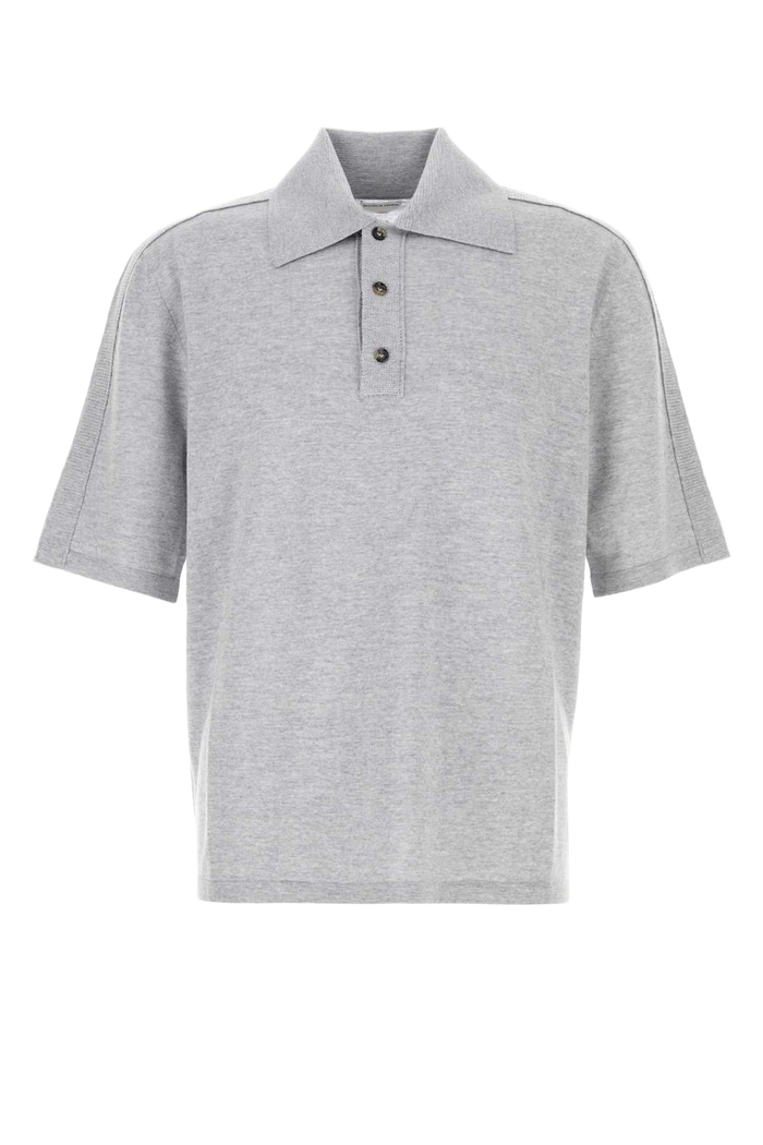 Grey Wool Polo Shirt Greymelange Exterior